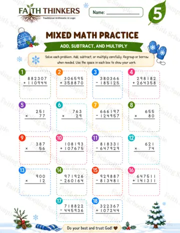 5th Grade math worksheet — Winter Mixed Practice 4