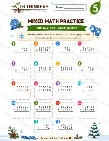 5th Grade math worksheet — Winter Mixed Practice 8