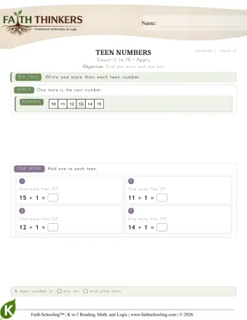 Kindergarten Math: Count 11 To 15 — worksheet preview