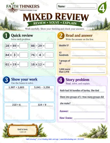 4th Grade math worksheet — Reasoning & Fluency (Practice 8)