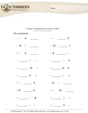 Fractions Multiply Whole Number Missing 1 (Practice 1)