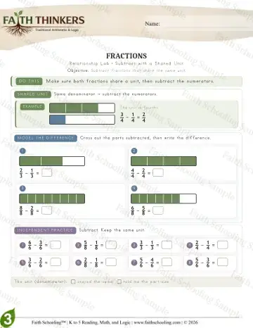 3rd Grade math worksheet — Fractions (Practice 7)