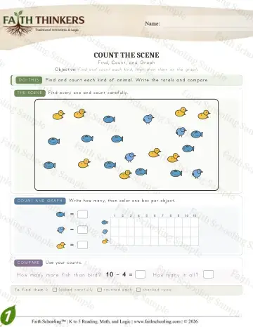 1st Grade math worksheet — Interactive & Puzzles - Countscene (Practice 2)