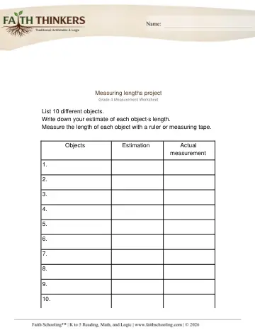 Grade 4 Math: Measurement Activities — worksheet preview