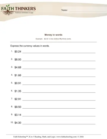 Money in Words 10