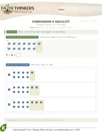 Kindergarten Math: Compare Within 10 — worksheet preview