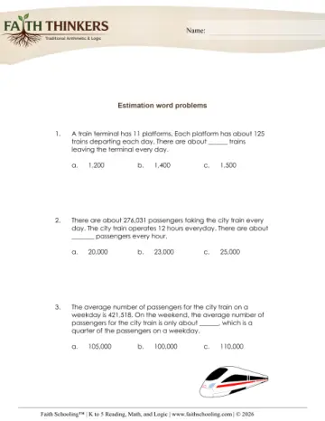 Word Problems Estimating Rounding 7