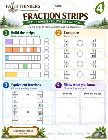 4th Grade math worksheet — Fractions Practice 8