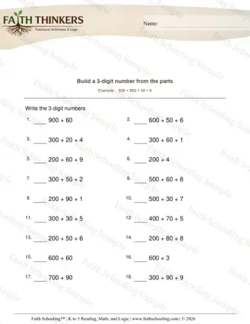 2nd Grade math worksheet — Writing and Reading Numbers. Digit Number from Parts 4