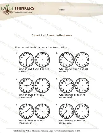 3rd Grade math worksheet — Elapsed Time 1 Minute Increments 3