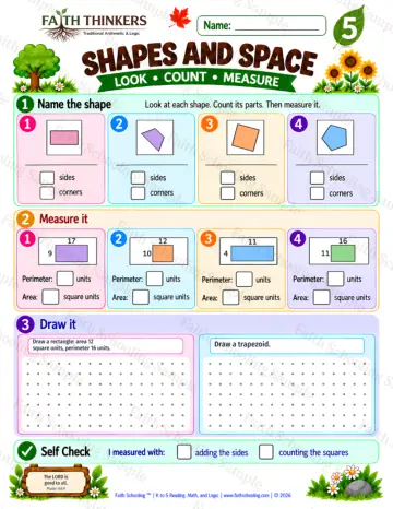 5th Grade math worksheet — Perimeter and Area Practice 6