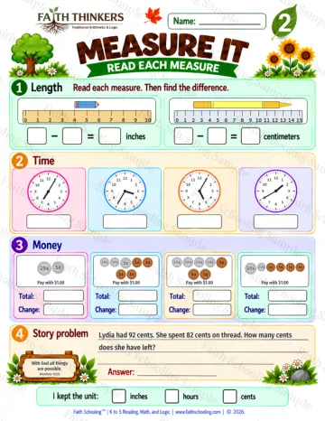 2nd Grade math worksheet — Measurement Practice 4