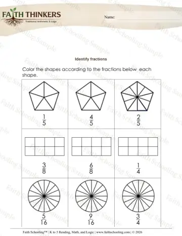 3rd Grade math worksheet — Fractions Identify 11