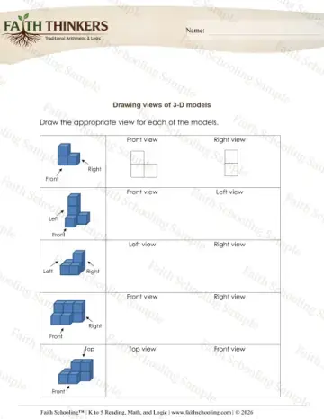 5th Grade math worksheet — 2D and 3D Shapes. Geometry 3d Models 3