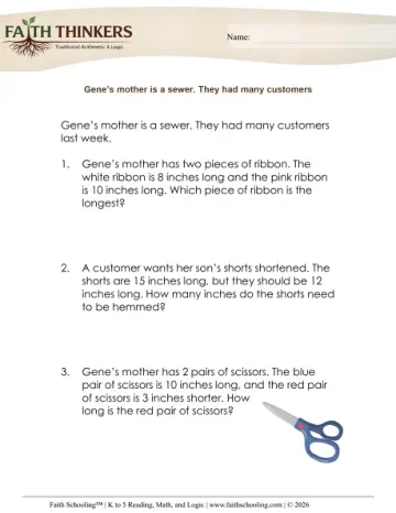 Grade 1 Math: Measuring Length — worksheet preview