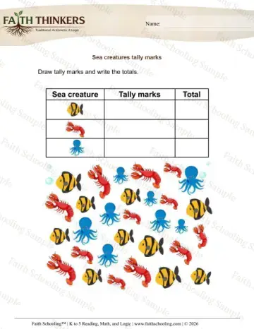1st Grade math worksheet — Tally and Frequency. Tally Sheets 3