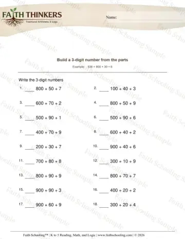 3rd Grade math worksheet — Reading and Writing Numbers. Digit Number from Parts 4 (Practice 1)