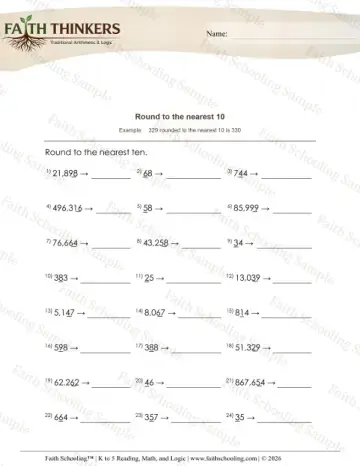 4th Grade math worksheet — Rounding and Estimation. Round 3 Digit Numbers Nearest 10 4