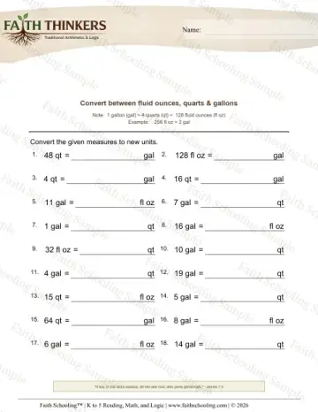 4th Grade math worksheet — Capacity and Volume. Converting Volume Units Ounces Quarts Gallons 9