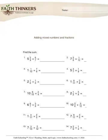 Adding Fractions Mixed Numbers Unlike 1