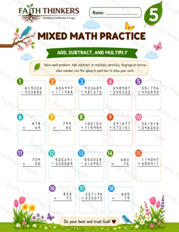 5th Grade math worksheet — Spring Mixed Practice 8