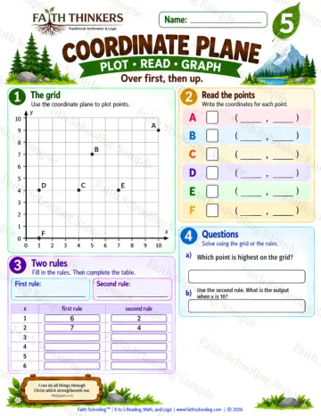 5th Grade math worksheet — Coordinate Plane Practice 5