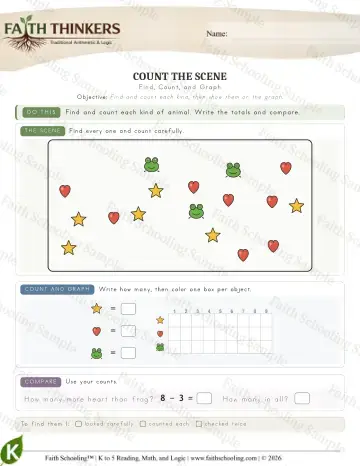 Kindergarten math worksheet — Interactive & Puzzles - Countscene (Practice 7)