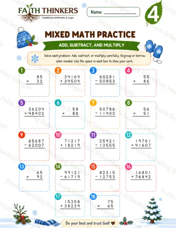 4th Grade math worksheet — Winter Mixed Practice 9