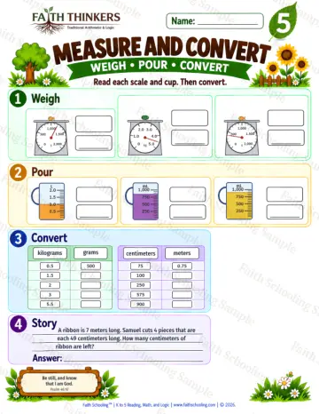 5th Grade math worksheet — Converting Units Practice 5