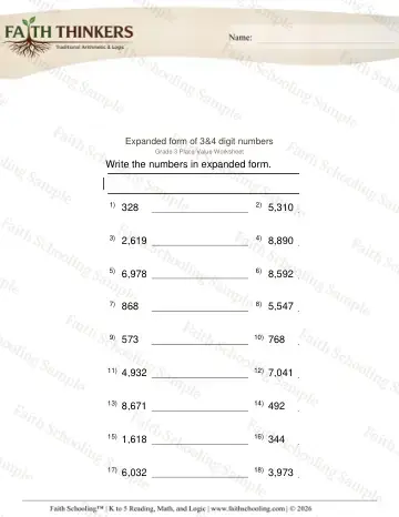 3rd Grade math worksheet — Expanded and Standard Form. Expanded Form (Practice 4)