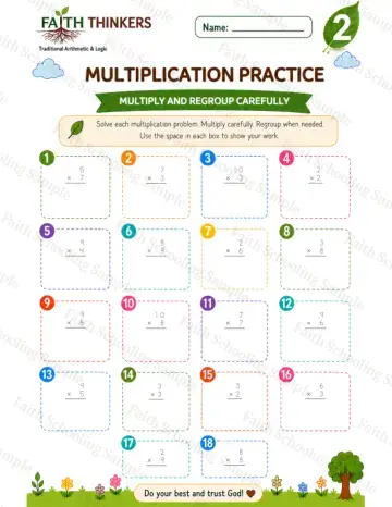 2nd Grade math worksheet — Summer Multiplication Practice 4
