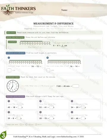 3rd Grade math worksheet — Measurement (Practice 3)