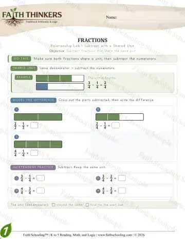 1st Grade math worksheet — Fractions (Practice 4)