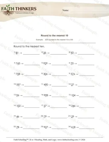 4th Grade math worksheet — Rounding and Estimation. Round 3 Digit Numbers Nearest 10 2