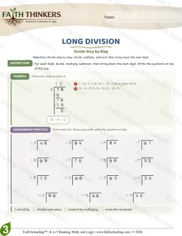 3rd Grade math worksheet — Long Division (Practice 4)