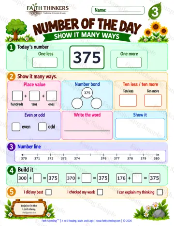 3rd Grade math worksheet — Number Of The Day Practice 8