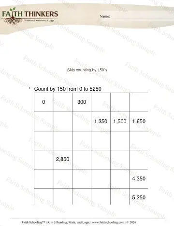 3rd Grade math worksheet — Skip Count by 150 (Practice 2)