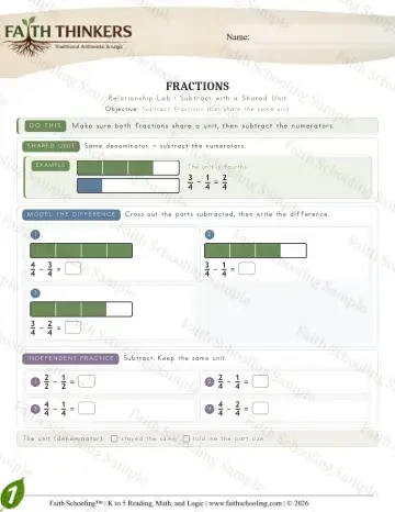 1st Grade math worksheet — Fractions (Practice 3)