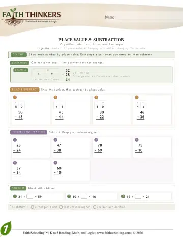 Grade 1 Math: Place Value — worksheet preview