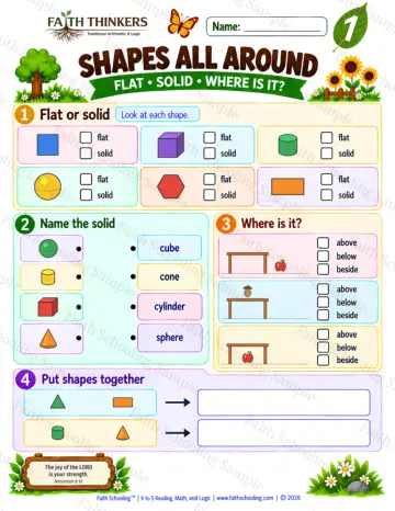 1st Grade math worksheet — Shapes All Around Practice 9