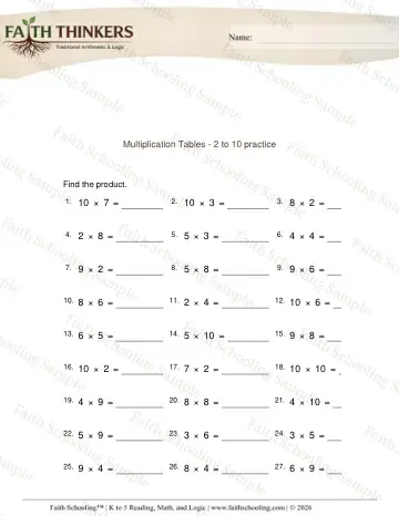 4th Grade math worksheet — Multiplication Facts and Drills. Multiplication Table 3