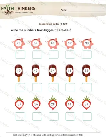 1st Grade math worksheet — Number Order and Sequence. Number Order 6