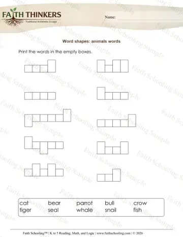 1st Grade math worksheet — 2D Shapes. Word Shapes 7