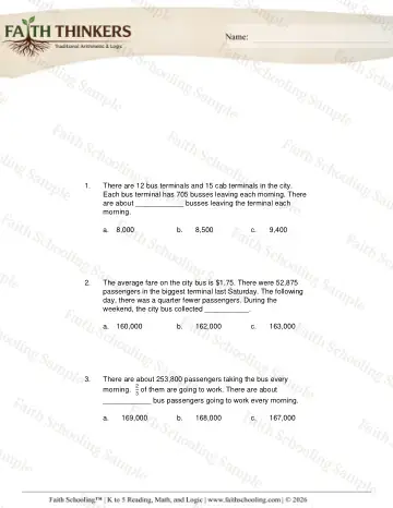 5th Grade math worksheet — Word Problems Estimating Rounding 4