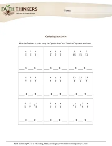 Ordering 3 Fractions 5