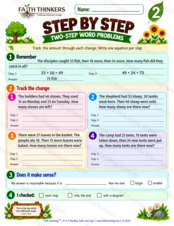 2nd Grade math worksheet — Step By Step Practice 6