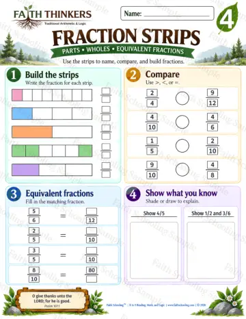 4th Grade math worksheet — Fractions Practice 5