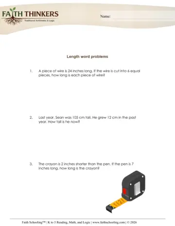 Grade 3 Math: Length Distance — worksheet preview