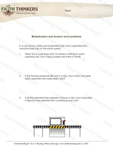 4th Grade math worksheet — Word Problems Mixed Multiplication Division 7