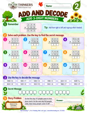 2nd Grade math worksheet — Addition with Regrouping Practice 5